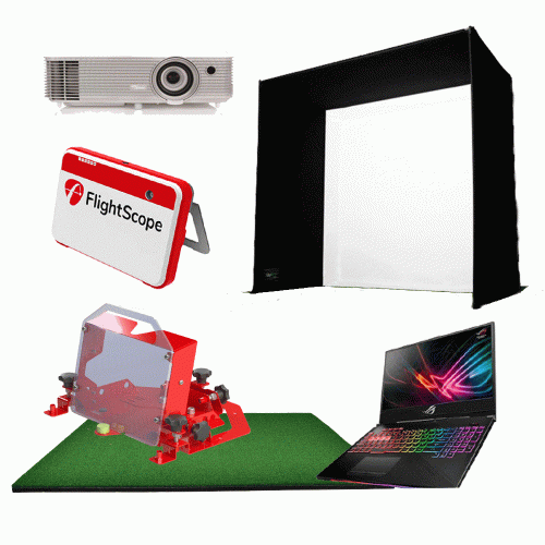Flightscope Mevo + Home golf simulator - Garage Simulator Bundle